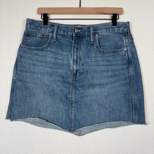 Madewell Women's Jeans Mini Skirt Rigid Denim Distressed Hem size 30